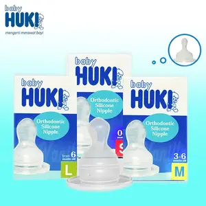 Huki  Dot Gepeng Dan Dot Bulat Orthodontic Silicone Nipples isi 3 Anak Bayi