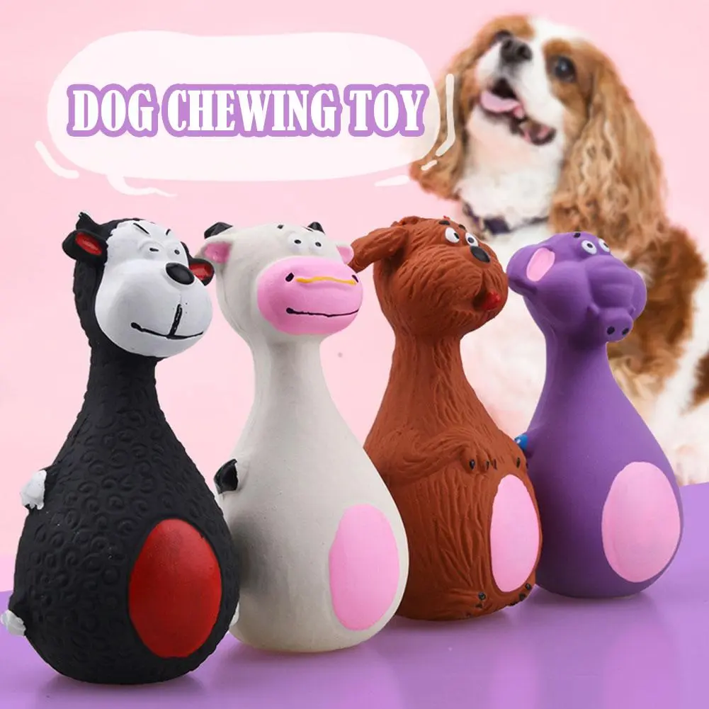 Pet Toys Cute Pet Cartoon Latex Squeaky Dog Toy Sturdy Teeth Cleaning and Anti-Bite Chew Toy
