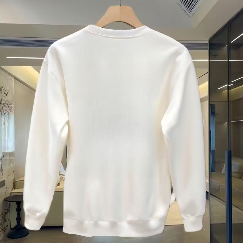Áo Hoodie Dệt Cotton, Dành Cho Nam Giới, Dài Tay Áo, Cổ Tròn Ấm Áp, Thích Hợp Cho Mùa Thu Và Mùa Đông, Phong Cách Hàn Quốc, Thời Trang, Dáng Rộng Vừa Vặn, Có In Hình 4