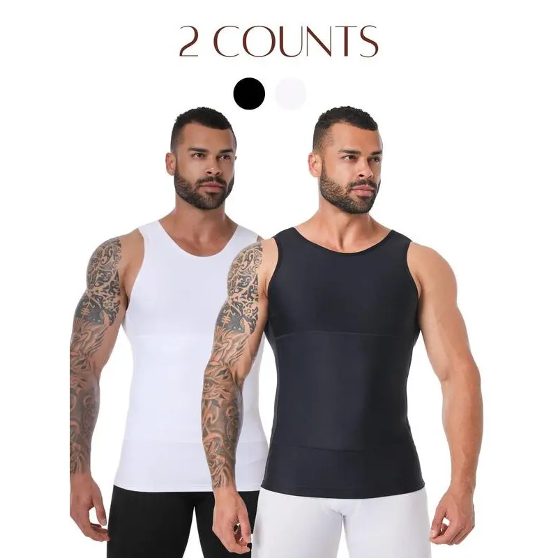Men's Solid Color Compression Top, Tummy Control Shaper, High Stretch Shapewear Tank Top for Men, Shaper for Men, Singlet for Men Menswear Socks 7