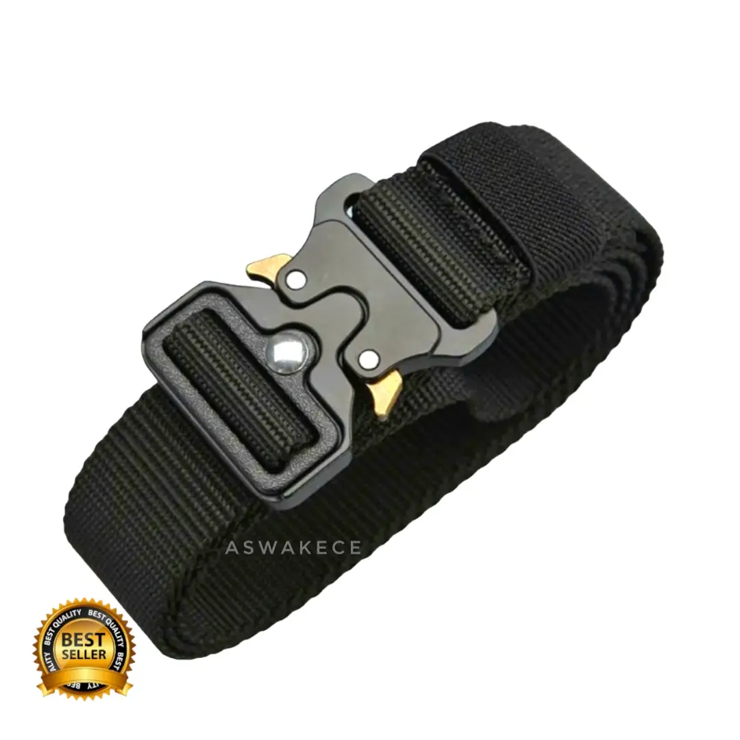 Ikat Pinggang Canvas Pria Military Fast Unlocking Simple Gesper Katun Nylon