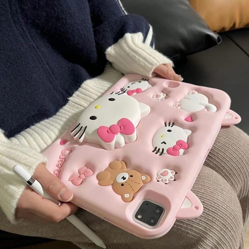 Product Introduction of Vỏ Bảo Vệ Hello Kitty Dễ Thương, Dành Cho IPad Apple, Tương Thích Với Air5 / 6, Âm Thanh Nổi, Chất Liệu Silicon, Có Thể Gấp Gọn, Thích Hợp Cho Máy Tính Xách Tay 10.2 Inch Và Pro11 Inch, Năm 2025 10