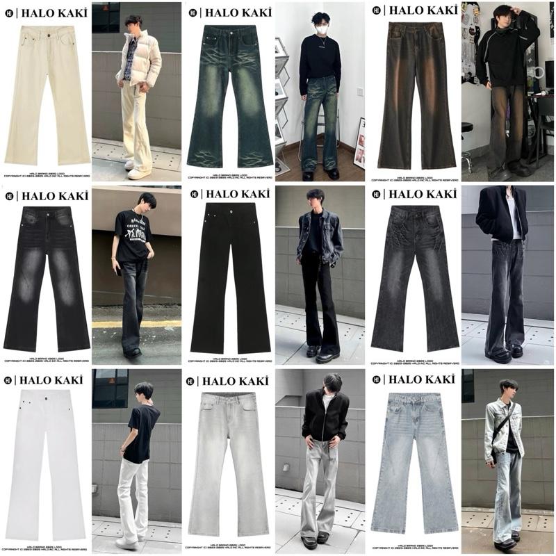 ĐỘC QUYỀN LIVE JEANS LOE ĐEN TRẮNG - Quần jeans ống loea halo kaki Nhỏ Thông thường Cotton Pants Voi Denim Ong Menswear Nam