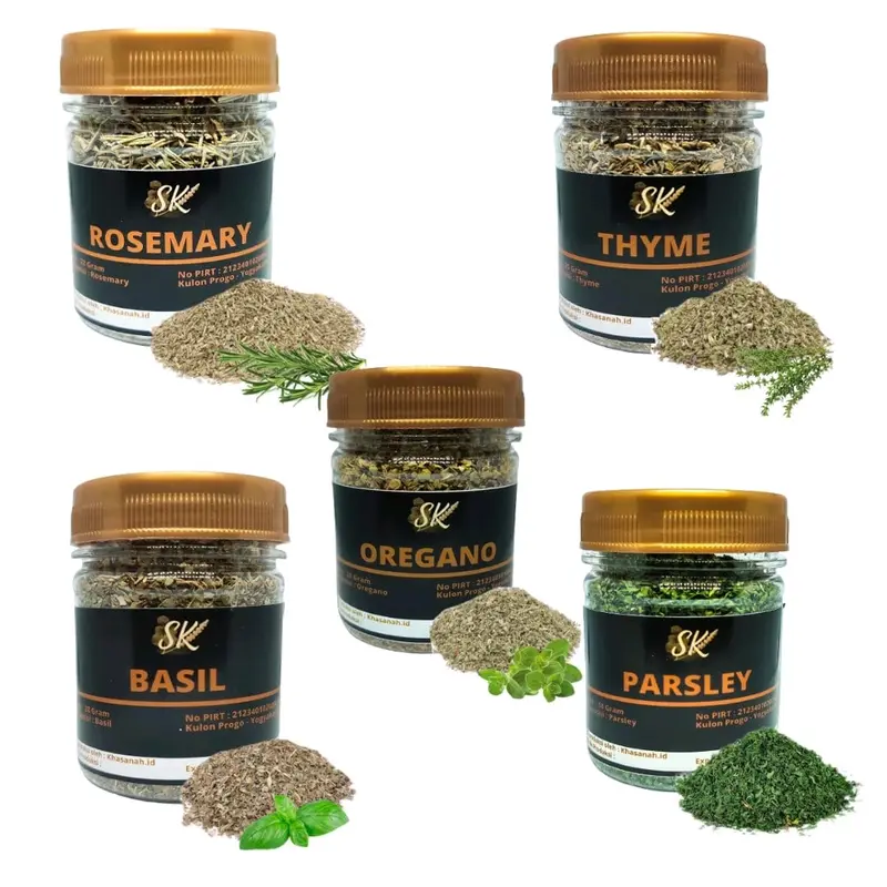 Bumbu Italian Sesoaning Parsley Oregano Rosemary  Basil Thyme Organik Alami kemasan Botol Rempah Spices Herbal Penyedap Bubuk Masakan Bahan tumbuhan tidak ada 0