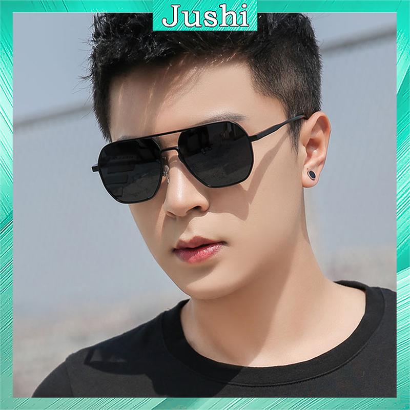 [K1] Mắt kính nam thời trang 2025, kính râm cho nam Hàn Quốc gọng kim loại đen ngầu cho mặt vuông, tròn đi câu, đe xe chong nắng