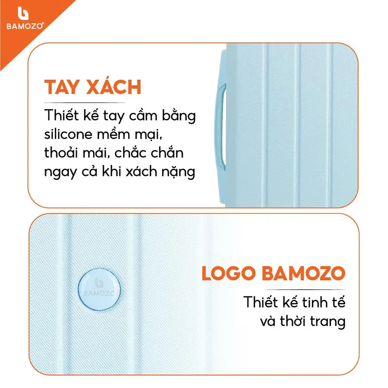 [CHÁY HÀNG 6/6] Combo Vali Bamozo 8812 Cao Cấp + Cốp Mỹ Phẩm Size 20/24 Nhựa ABS PC Bền đẹp 2