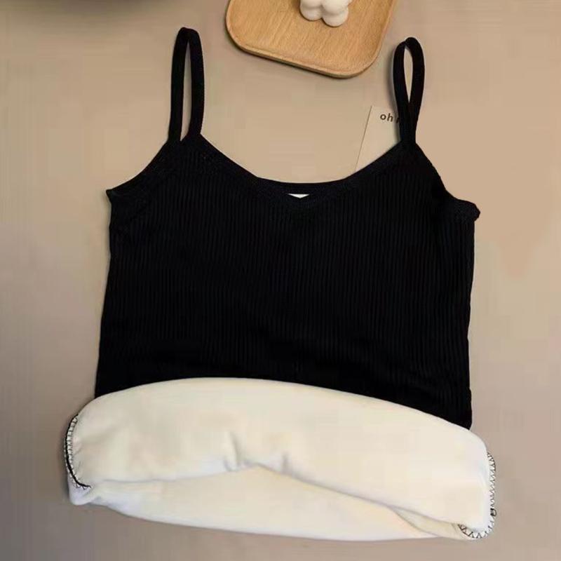 Product Introduction of Winter Self Heating and Warm Underwear for Women with Added Velvet and Thickened Cold Resistant Suspender, Slim Fit Bottom Shirt for Korean Version Student Top for Women 9