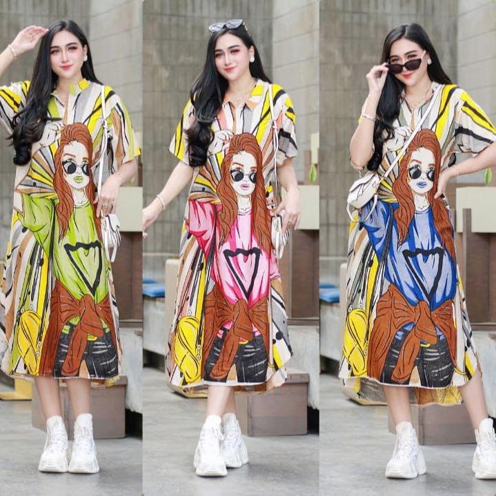 Daster Motif Karakter Kekinian viral girl face rocker 7