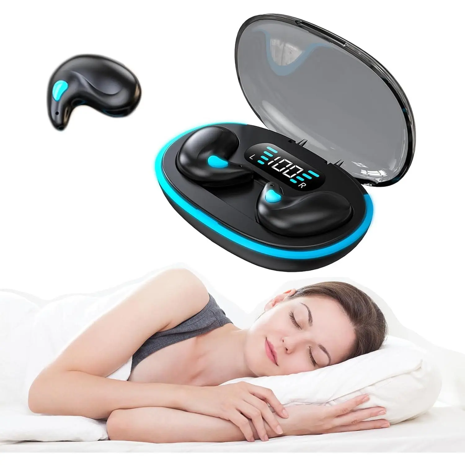 Wireless Invisible Earbuds Hidden Headphones for Side Sleepers Invisible Sleep Earbuds for Sleeping Sleep Small Tiny Mini Bluetooth Headphones Earphones Ear Buds for Small Ears