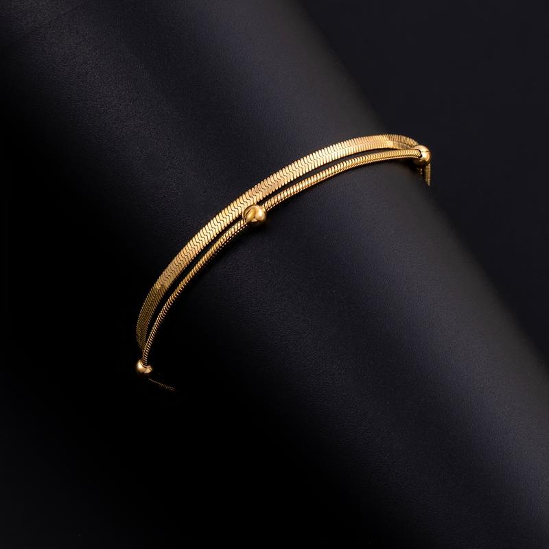 Product Introduction of 1pc Double Layers 18K Plated Hand Chain Bracelet Adjustable Hand Jewelry Decoration For Women 0