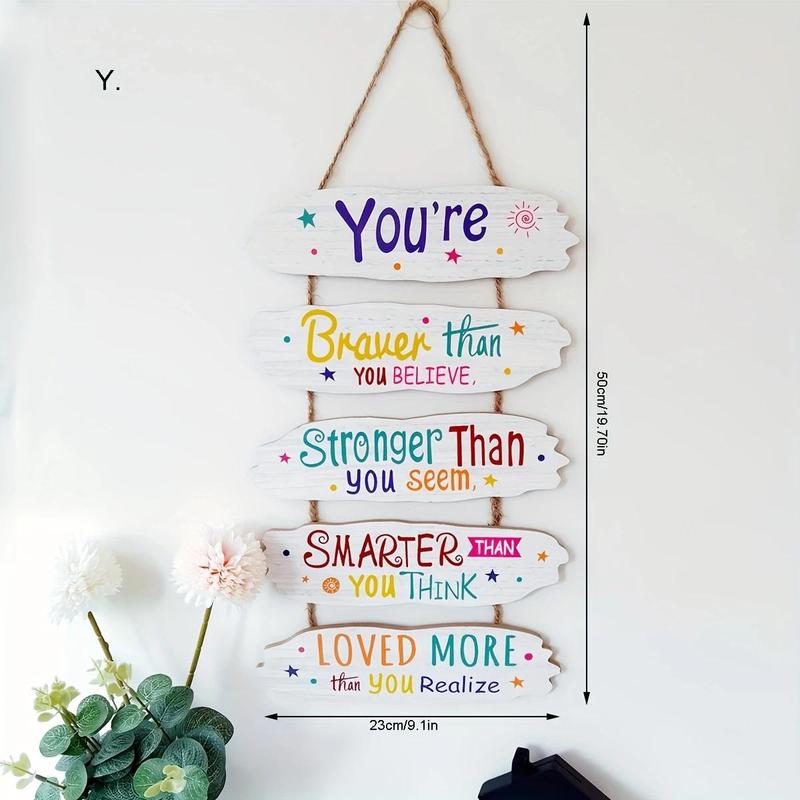Wooden Hanging Sign, 1 Count Colorful Letter Pattern Hanging Sign, Encouragement Hanging Decoration, Home Decor for Living Room Bedroom, Hangable 1