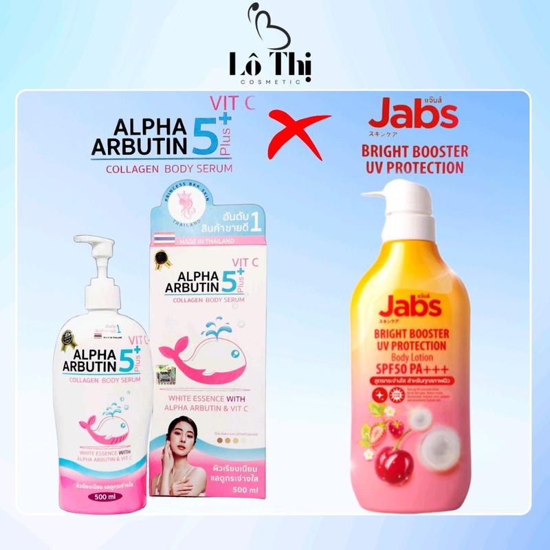   COMBO  Sữa dưỡng thể ALPHA ARBUTIN 5+ VITC 500ml + Sữa dưỡng thể CHỐNG NẮNg JABS 450ml  Làm Đẹp Da Dưỡng Da Body 