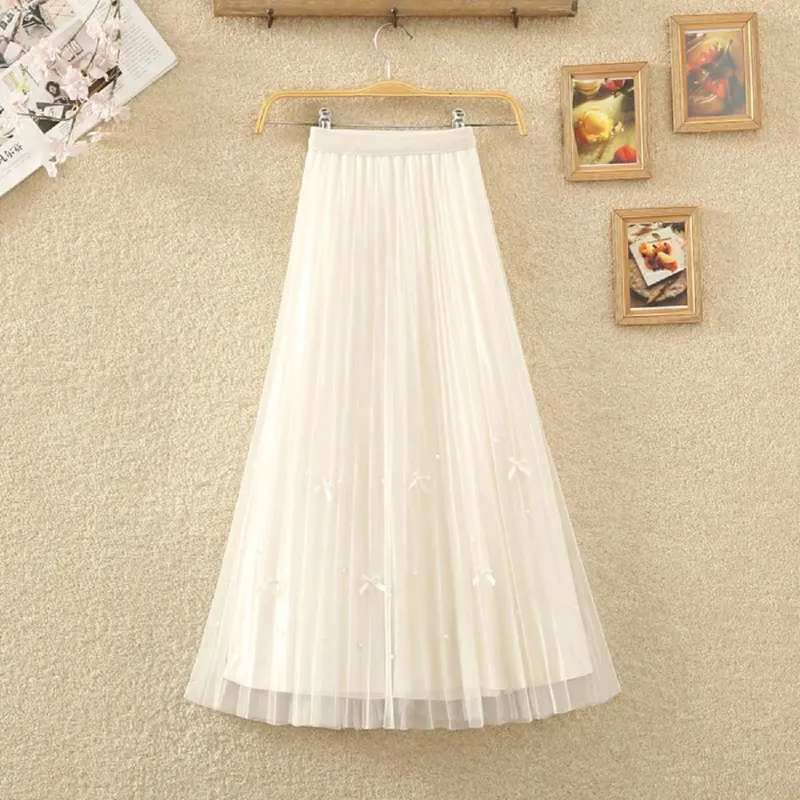 Chân váy von 2 mặt đính ngọc nơ trẻ trung nữ tính hàng quảng châu cao cấp 721 3