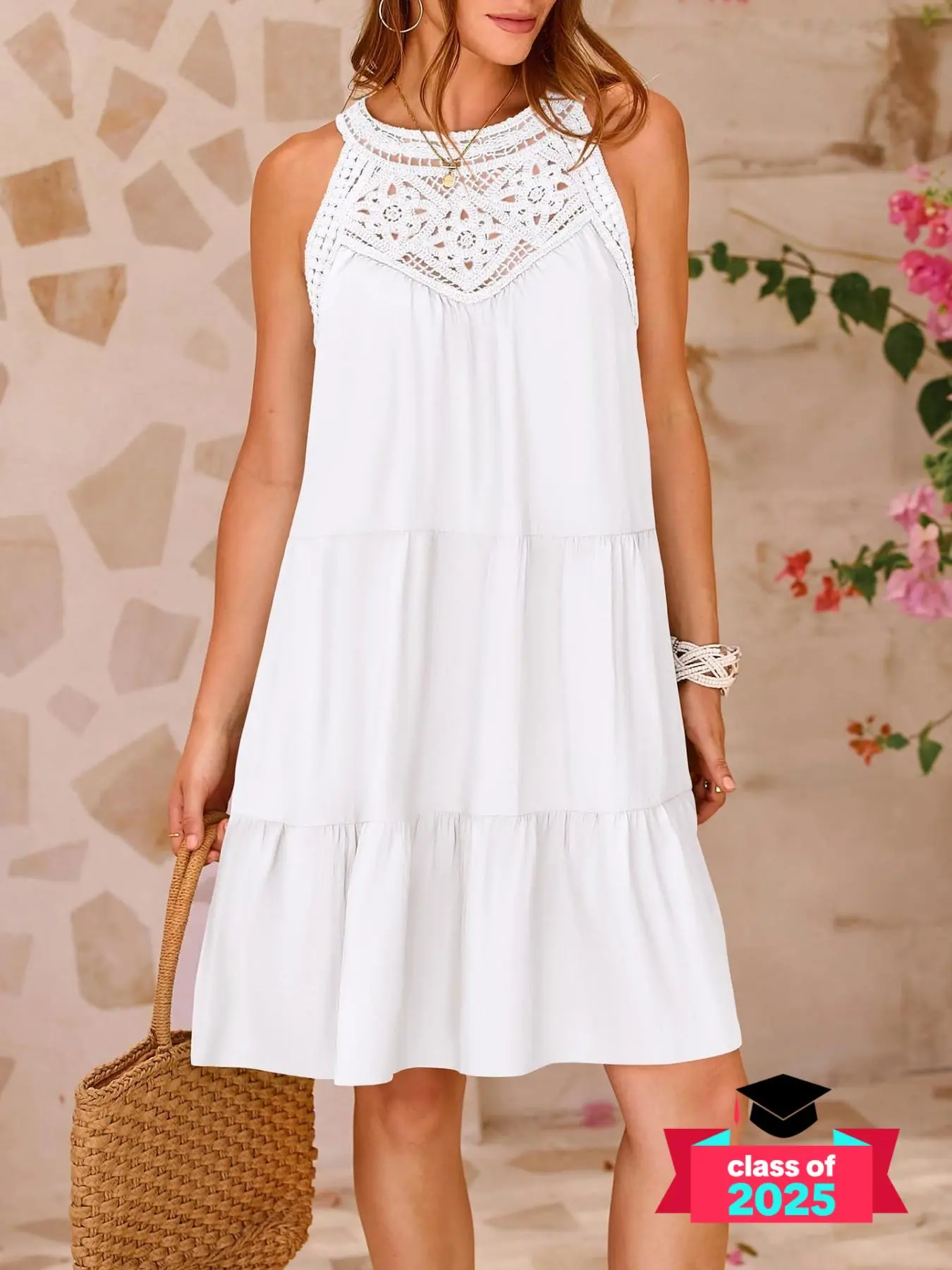 Women's Plain Hollow Out Tank Dress, Casual Sleeveless Dress for Summer, Ladies Clothes for Daily Wear