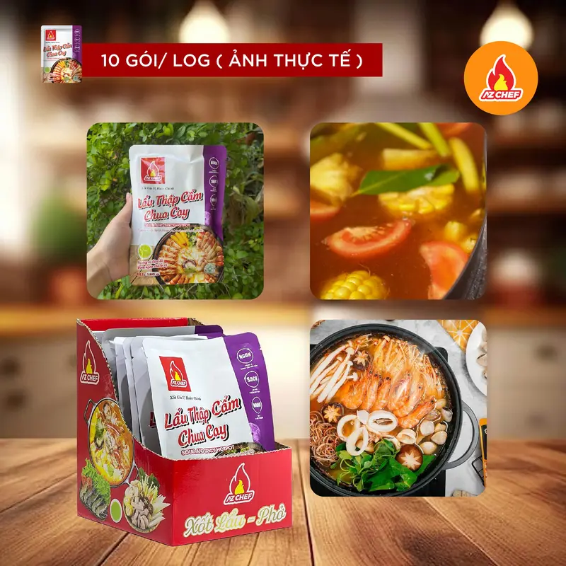 Sốt gia vị lẩu thập cẩm vị chua cay 180g AZ CHEF - Sốt nấu lẩu hoàn chỉnh đậm dà chua cay chuẩn vị. 5