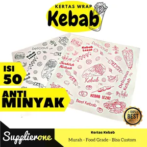 Kertas Kebab Isi 50 Pcs / Kemasan Kebab / Kertas Wrapping Kebab / Wadah Kebab isi 50 Food Grade dan Anti Minyak 25x25