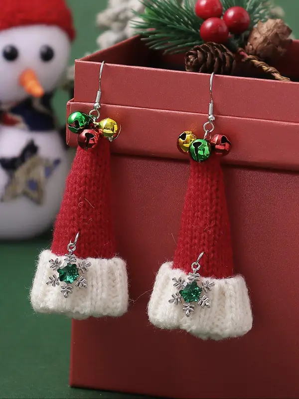 Cute Christmas Themed Dangle Earrings, Snowflake & Bell Decor Dangle Earrings, Fashion Jewelry Accessories for Women & Girls 6