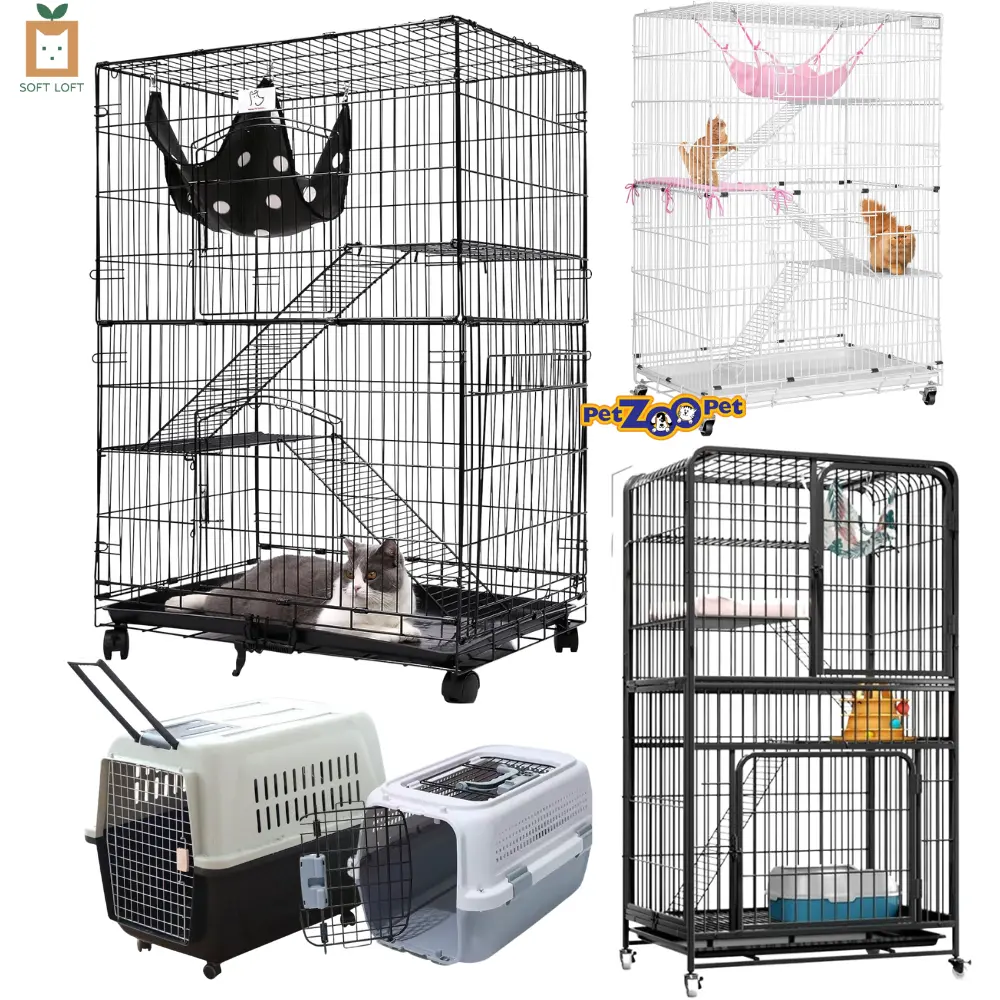 Cat Cage Pet Travel Carrier / Large Kennel For Dogs Cats Kitten Puppy / Portable Pets Cage Dog Crate