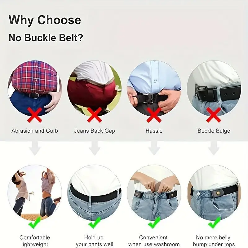 1pcs Monochrome Invisible Belt Seamless Lazy Elastic Waist Belt Versatile Jeans Belts For Women & Men 6