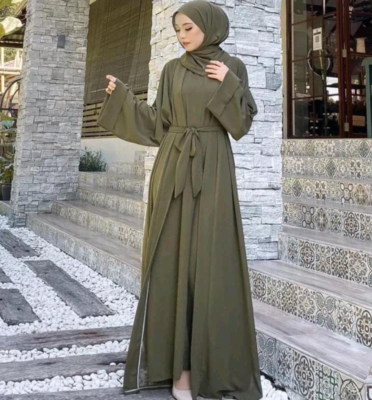 ABAYA TURKEY BAHAN CERUTY BABYDOLL Polos Dress Muslim 2