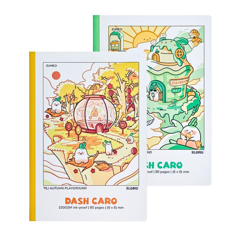 Vở dash caro klong ms 209 thiết kế tili seasonal tập b5 80 trang 100 gsm may dán gáy cho học sinh