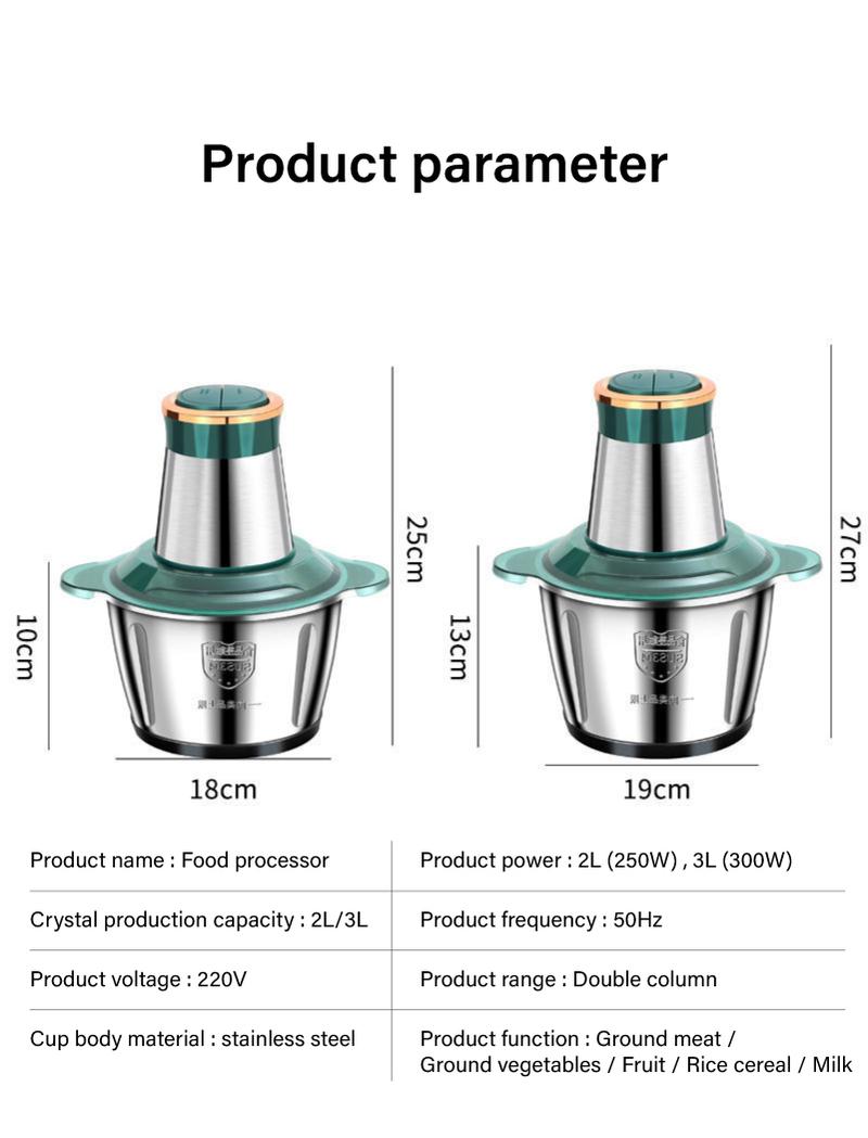 Product Introduction of XIFANSI Ready Stock 2L/3L 2Speeds 304 Stainless Steel Electric Chopper Meat Grinder Mincer Food Processor Slicer Vegetable Food Chopper Meat Slicer Machine 18