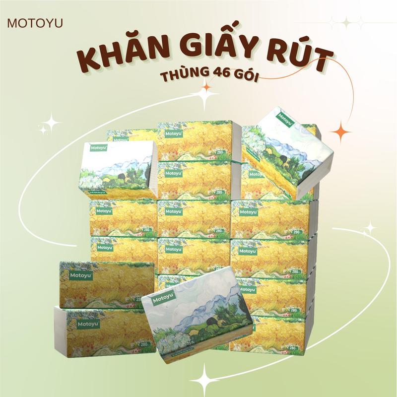 [MOTOYU ] THÙNG 46 GÓI Khăn Giấy Đa Năng 4 Lớp Mềm Mịn MOTOYU - Bột Gỗ Nguyên Chất - 280 Tờ/Gói - An Toàn Cho Da - Giấy Ăn, Khăn Ướt