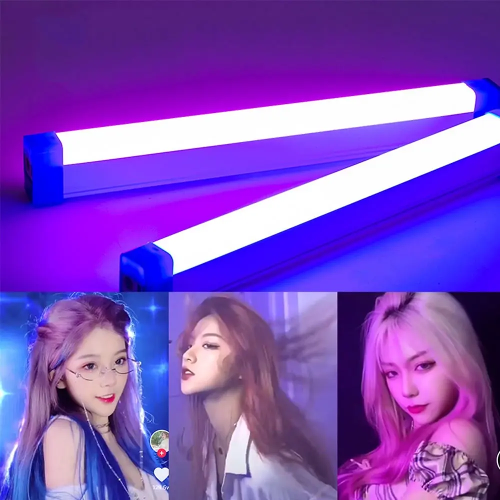 Colorful Tube Light RGB Light 32cm USB Light Night Light purple Blue ...