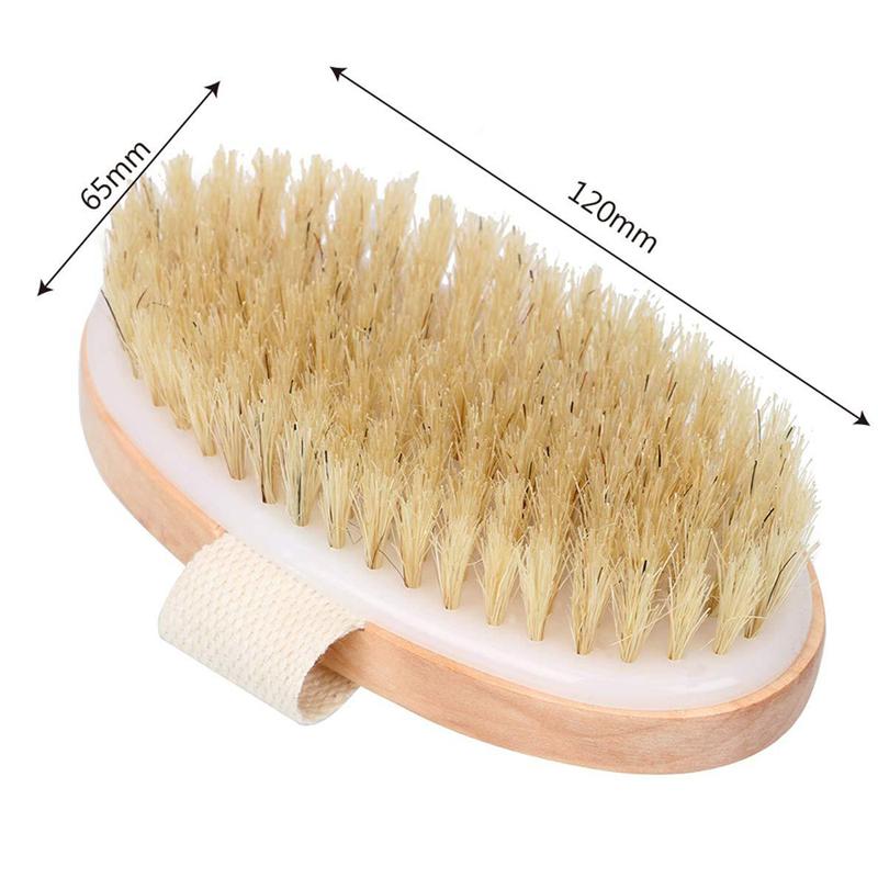 1pcs Exfoliating Wooden Body Massage Shower Brush Natural Bristle Bath Brush Soft SPA Woman Man Skin Care Wet Dry Body Brush Accessory Light Smooth Hand Personal 5