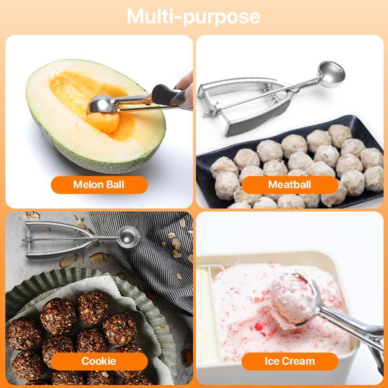 Stainless Steel Ice Cream Scoop with Trigger Release, 4 Counts/set Cookie Scoop for Baking, Ice Cream Utensils for Fruit, Muffin, Meatball 5