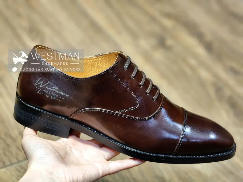 Giày Da Nam Oxford Captoe Westman W0001CS - Màu Nâu Đậm Patina Handmade 5