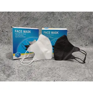 Masker Duckbill FM Garis 3ply Hitam Putih 1 Box 50pcs