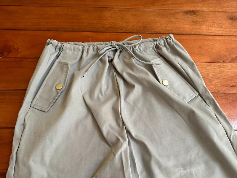 Quần dài ống rộng phối dây rút màu GHI XÁM Nữ Pants Women Ong 4