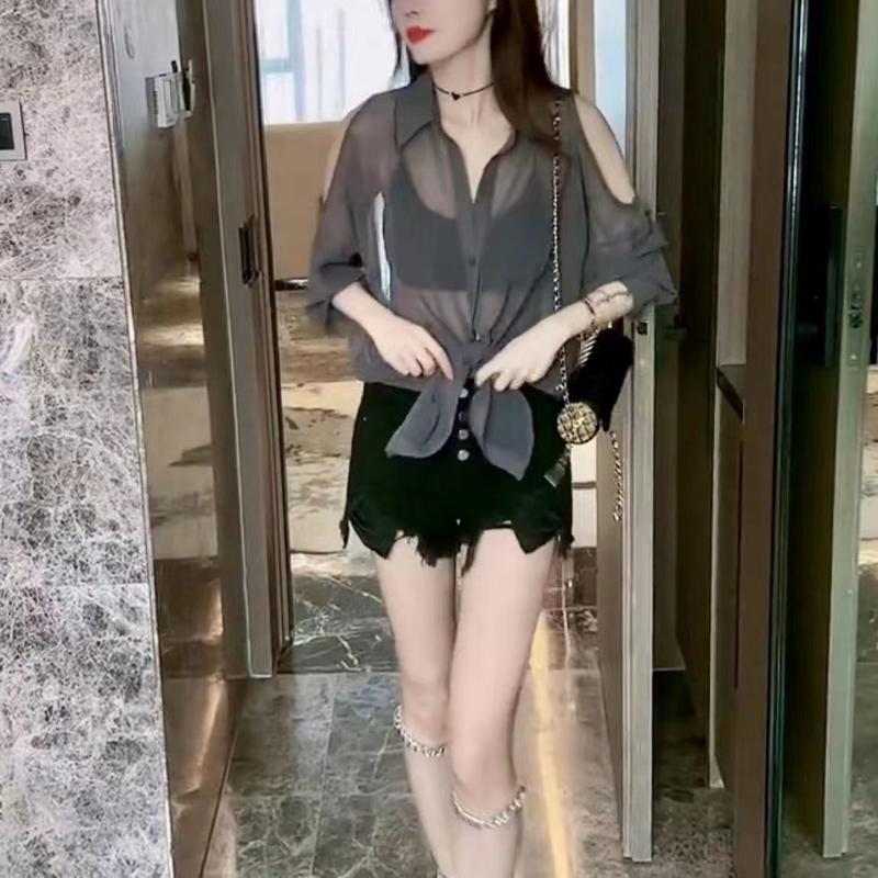 Product Introduction of Áo Voan Trễ Vai Thiết Kế Đẹp Cho Nữ, Thích Hợp Cho Mùa Hè, Mỏng Và Thoáng Khí, Áo Khoác Cardigan, Độc Đáo Và Thanh Lịch, Hàng Mới Về Năm 2024 Top Women Sơ Mi 8
