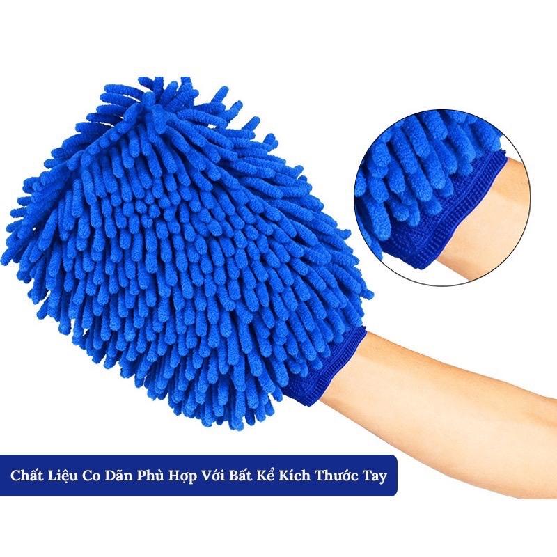  Găng tay san hô rửa xe   2 mặt   - 1 lớp Phụ Kiện Rửa Xe Lau Xe 