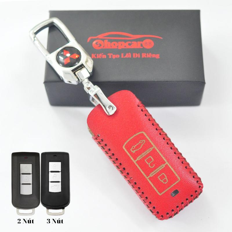 Bao da chìa khoá xe Mitshubishi Attrage, Xforce, Xpander, Triton, Outlander, Pajero... chìa thông minh, nhiều màu sắc. Da bò thật. 4