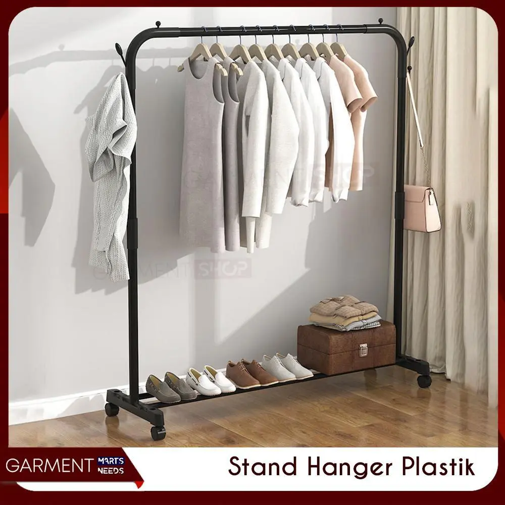Rak Baju Gantungan Baju Stand Hanger Berdiri Display Butik Bazar Jemuran Pakaian Tas Topi Jaket Kokoh besi plastik rack
