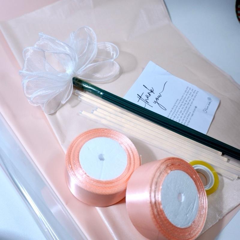 SET làm hoa ruy băng - giấy vò ngọc trai 25-30 bông