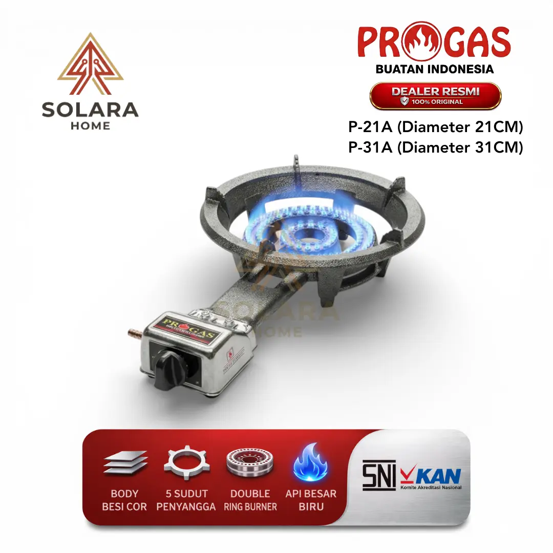 PROGAS Kompor Cor Mata Api Seribu 1 Tungku P-21A / P21A - Nyala Api Super Besar & Stabil, Ideal untuk Usaha