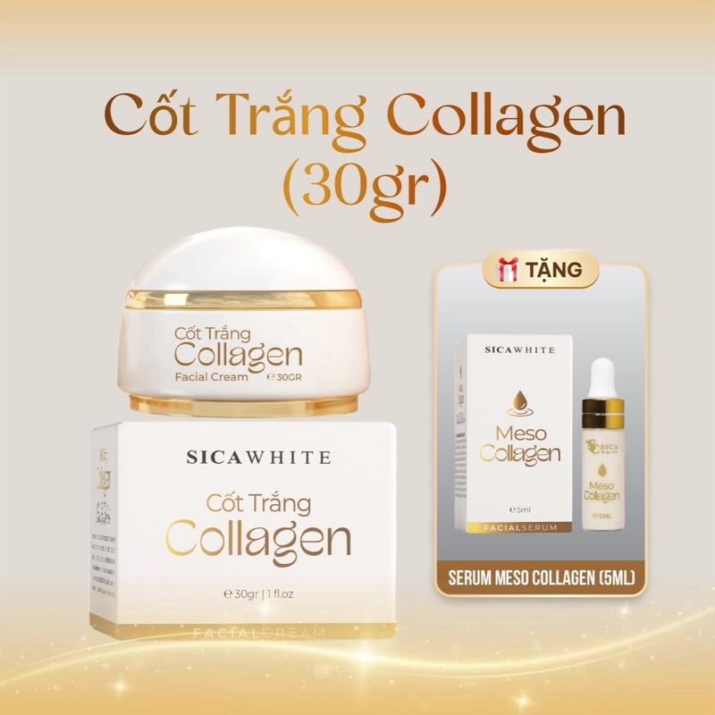 [D1][Cao Cấp] Kem Cốt Trắng Collagen (30Gr) Tặng Serum Meso Collagen (5ml) I Hỗ Trợ Chăm Sóc Da Nám, Hỗ Trợ Da Không Đều Màu