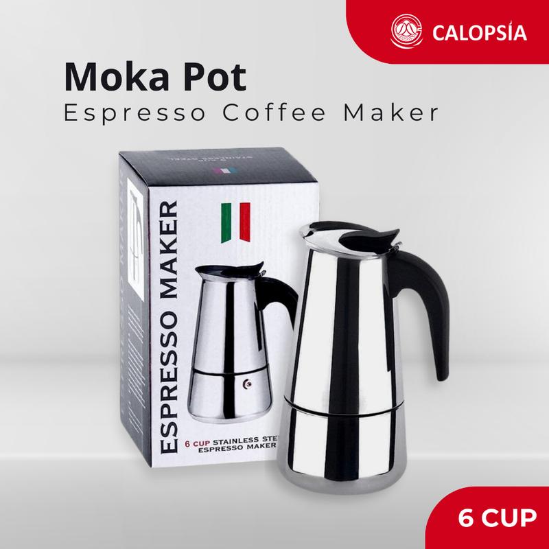 CALOPSIA Stainless Steel Moka Pot Teko StoveTop Filter 300ml - Shop ...