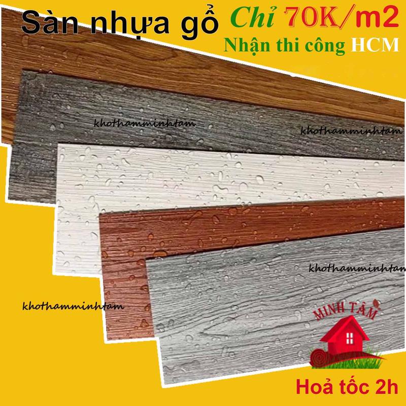 (Combo 5m2) Miếng Ván Sàn Nhựa Giả Vân Gỗ Sẵn Keo Bóc Dán Lót Sàn, Nhiều Màu, Giá Tại Kho, Nhận Thi Công HCM
