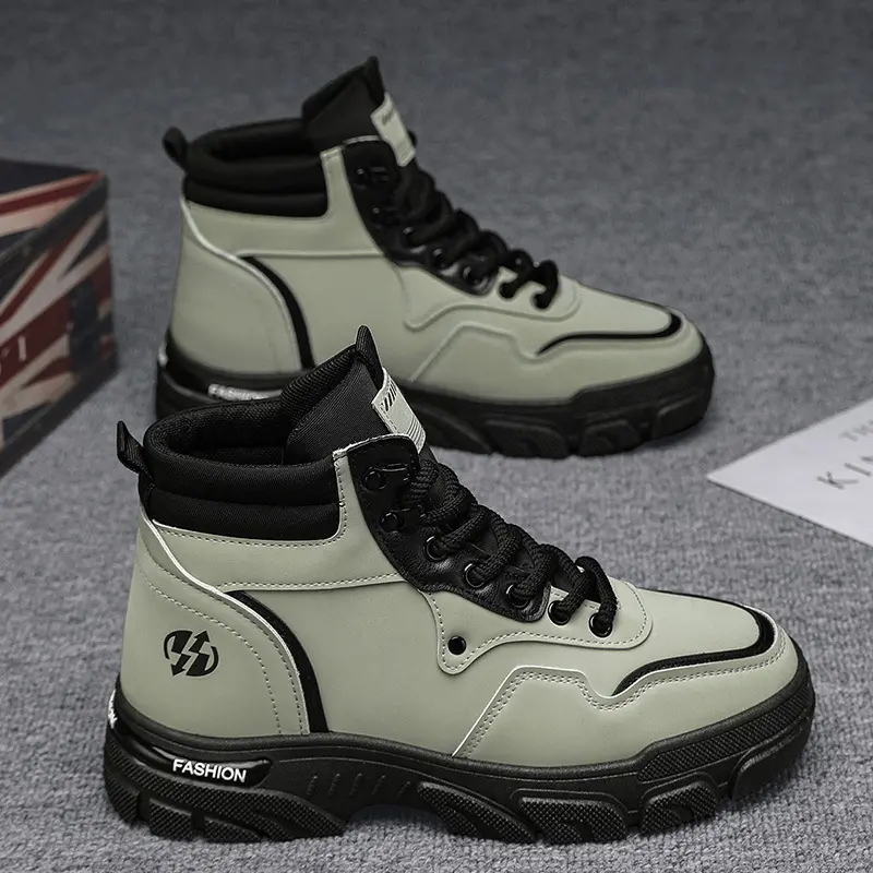 Boot Martin Cho Nam, Cổ Cao, Phong Cách Anh Quốc Mùa Thu, Tăng Chiều Cao, Thường Ngày, Màu Vàng, Giày Đi Làm Cho Nam, Thích Hợp Cho Công Trường Xây Dựng, Thoáng Khí, Không Trơn Trượt