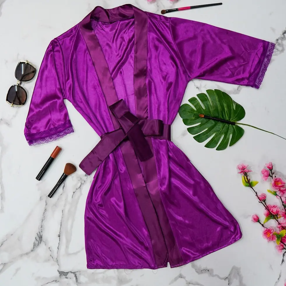Set Baju Tidur Piyama Panjang Kimono Satin Fit Wanita Dewasa 1104 Lingerie