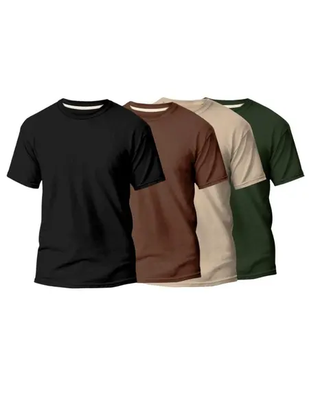Kit 4 Camiseta Masculina 100% Algodão Básica Varias Cores Lisa Gola Redonda Camisa