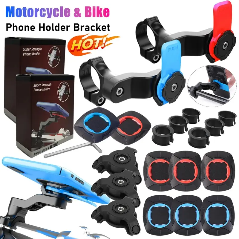 Quad Lock Motorcycle Bike Phone Holder Stand Shock Absorber Phone Holder Damper 360Rotatable Navigation Support Security Bracket