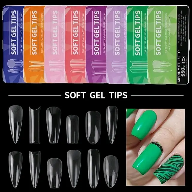 Soft Gel Nail Tips 550pc/Fake Nail/Kuku Palsu kukupalsu