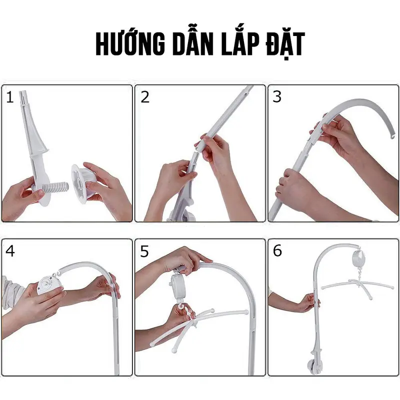 Đồ treo nôi bao gồm khung J khung X và hôp nhạc pin cho bé sơ sinh Đồ Chơi hộp  nhạc 3
