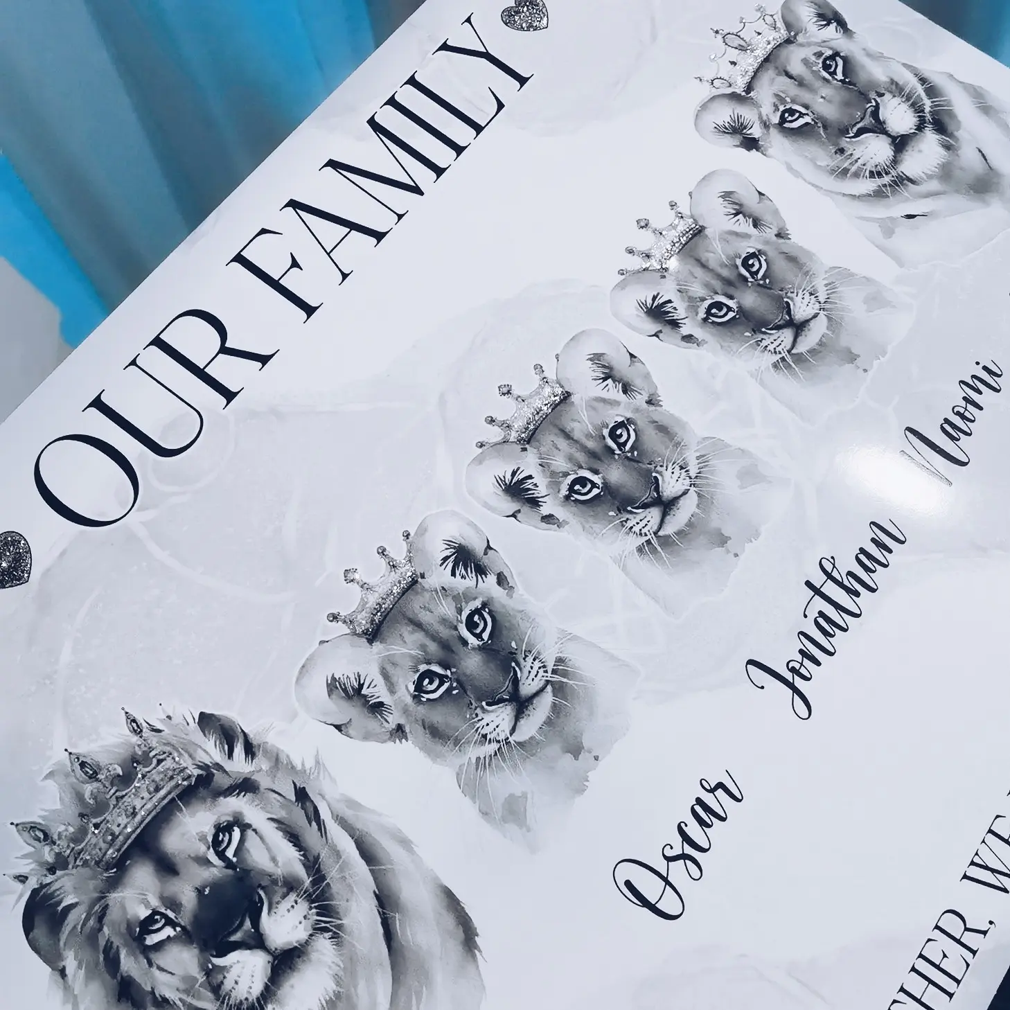 A4 Beautiful Lion Family Print