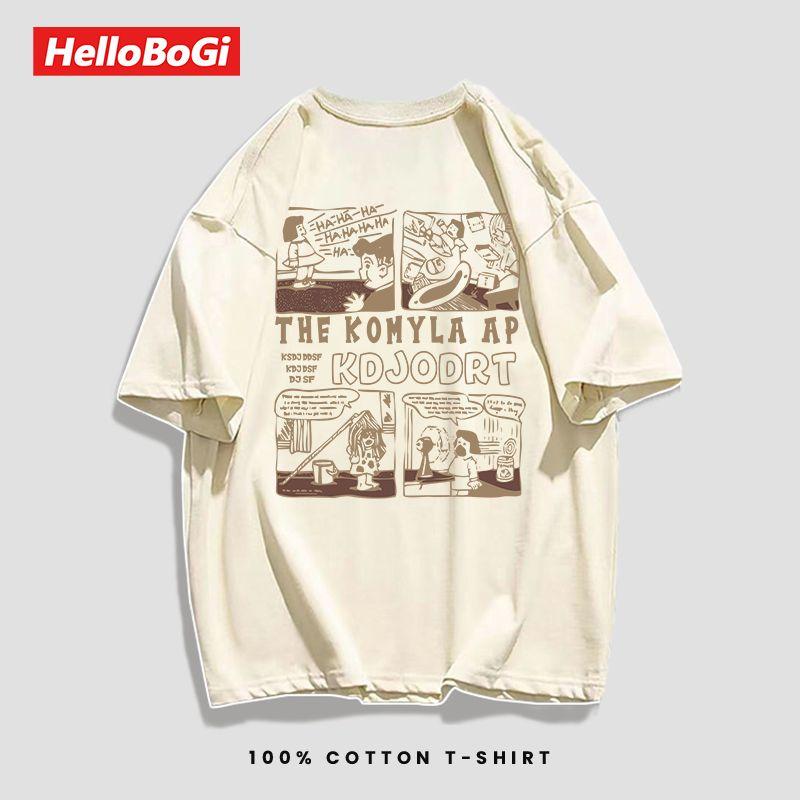 Áo Thun Cotton Ngắn Tay Cho Nữ, Trang Phục Mùa Hè In Hình Truyện Tranh, Ngoại Cỡ, Dáng Rộng, Cho Cặp Đôi 6